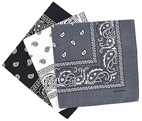 PURECITY© Bandana Original Paisley Motif Cachemire Pur Coton Foulard Qualité Supérieure Vendu par Lot - 55cm x 55 cm - Nouvelle Collection (14# Noir, Blanc, Gris)