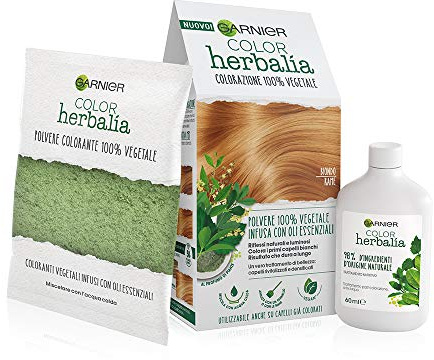 Garnier Herbalia Color Permanente Haarfarbe, 100 % pflanzlich mit Henna, Indigo und Cassia für natürliche und strahlende Reflexe, revitalisiertes und dichtes Haar. Biondo Rame