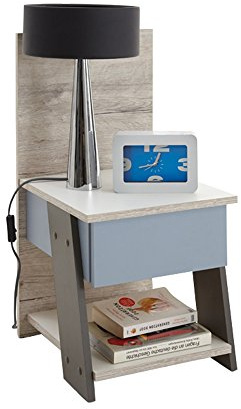 FMD Möbel, 814-003 E Nona 3 Nachtkonsole, Spanplatte, Sandeiche/farbig, Maße 34.0 x 70.0 x 39.0 cm (BHT)