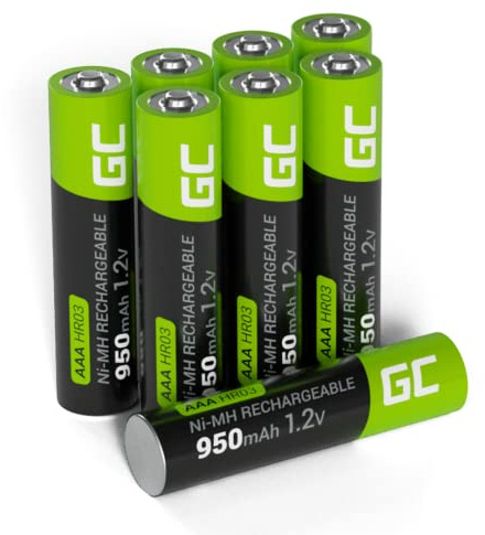GREEN CELL Akku 950 mAh 1.2V 8 Stück Batterien AAA Micro NI-MH Akkubatterien sofort einsatzbereit, Starke Leistung, geringe Selbstentladung, wiederaufladbare Akku Batterie, ohne Memory-Effekt