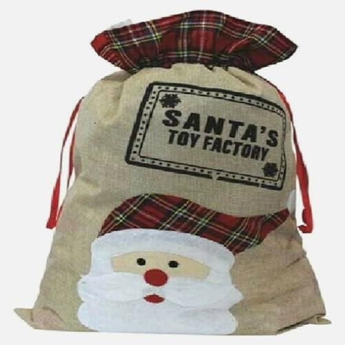 PaulStore Giant Christmas Santa Sack Stocking Extra Large Red Father Xmas Gift Present Bag (Large Tartan Hessian Santa)