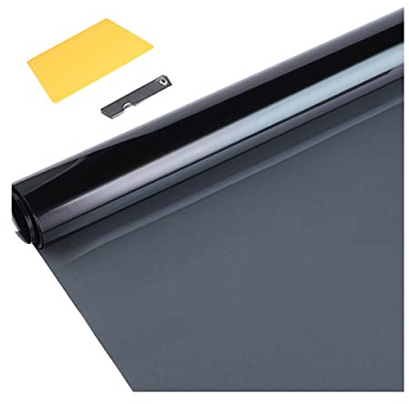 Leikedun Window Tint Film 50cm x 3m, Smoke Dark Black 5% | Car van heat-insulation sun protection film with craft knife & silicone scraper, reduce glare and privacy