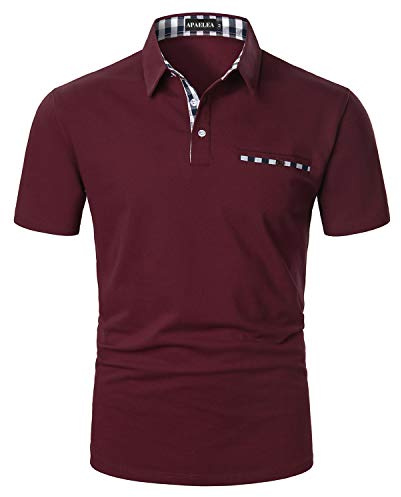 APAELEA Polos Homme Manches Courtes Col Contrasté Hauts de Tennis de Golf