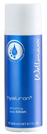 WELLMAXX® hyaluron⁵ smoothing body Lotion l Hyaluron Bodylotion für trockene Haut l intensive Feuchtigkeitspflege l mit 5-fach Hyaluronsäure l Macadamiaöl & Vitamin E l schnell einziehend l 200 ml
