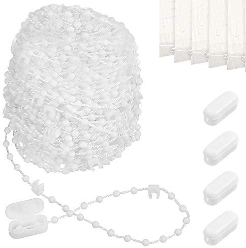 JINXM 25 Meter Weiße Kette Rollokette Doppelrollo Kettenzug Plastik Rollo Beschläge Ersatz-Reparatur-Set mit 5 Verbinder für Klemmfix-Rollos Lamellenvorhänge Tür Fenster Zubehör