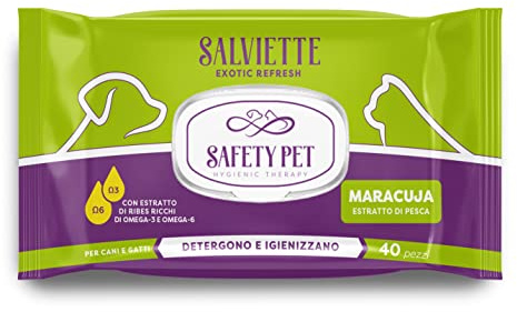 Safety Pet Exotic Refresh Salviette per Cane/Gatto 480 Pezzi Confezione Risparmio Offerta Maracuja con Estratti di Pesca