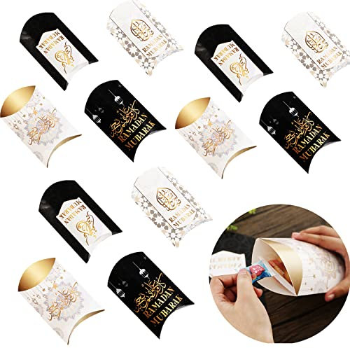 12 Stück Eid Mubarak Dekoration, Süßigkeiten-Taschen, Eid Mubarak-Taschen, Ramadan, Geschenk-Dekorationstaschen, Ramadan, Kalender, Dekoration für Kinder und Erwachsene