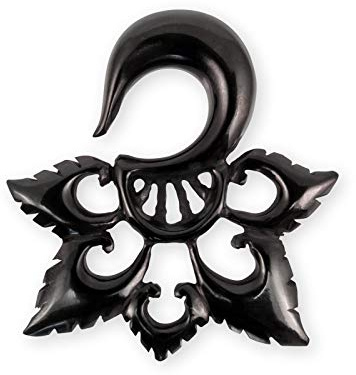 Fly Style Piercing Ohr Expander aus Horn - Dehnschnecke Dehnspirale Dehnungsschnecke Dehnsichel - Blumen Tribal