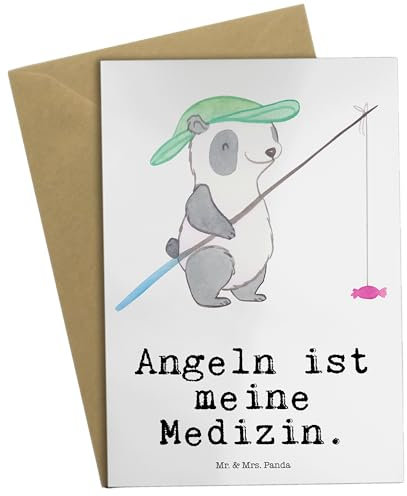 Mr. & Mrs. Panda Glückwunschkarte Panda Angeln - Geschenk, Grußkarten, Angler, Hobbyangler, Angelverein, Angelsport, gehen, Grußkarte, glückwunschkarten, weihnachtskarten, einladungskarten