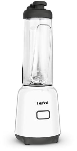 Tefal Mix & Move Mini-Standmixer, inkl. To-Go-Flasche aus Premium Tritan, 300 Watt, platzsparendes Design, abnehmbare Klingen, einfache, ergonomische Einknopfbedienung, Weiß/Schwarz, BL1501