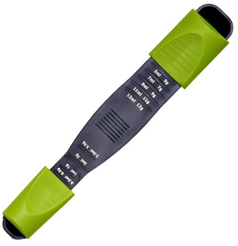 Sliding Adjustable Measuring Spoon – 9-in-1 All-in-One, 1/8 TSP to 1 TBSP, Dry & Liquid Ingredients, Double-Ended, Dishwasher Safe, Food-Grade Plastic, Baking & Cooking – Performore, Black & Green