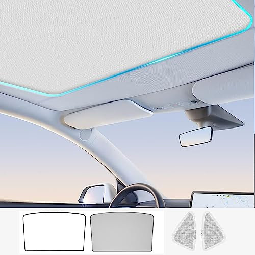 TOPABYTE Roof Sunshade for Tesla Model 3 2018-2024 2025 Highland Glass Sunroof Shade Window Insulation UV & Heat Protection Double-Layer Sun Shade Beige (produced from China)