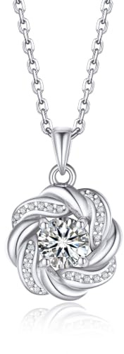 MomentWish Collana Punto Luce Donna, 1 Carato Moissanite Collana Donna Regalo Festa della Mamma Argento 925 Halo Pendente Regalo Compleanno Fidanzata