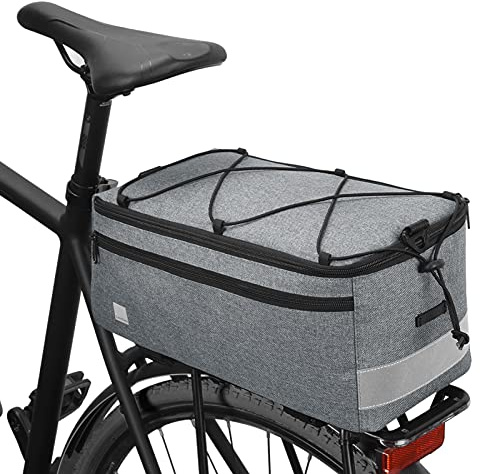 Bolsa para alimentos calientes o fríos, bolsa térmica térmica para maletero de 8 L, bolsa grande para alforjas traseras de bicicleta, bolsa reflectante trasera para bicicleta de carretera MTB para