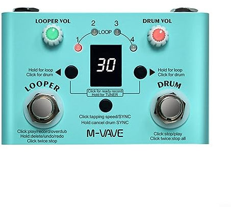 Drum Looper Pedal, für M-Vave Gitarre Effektpedal V2 Drum Looper 30 Trommeln 11 Minuten Recodierung Zeit Tuner Multi Effektpedal