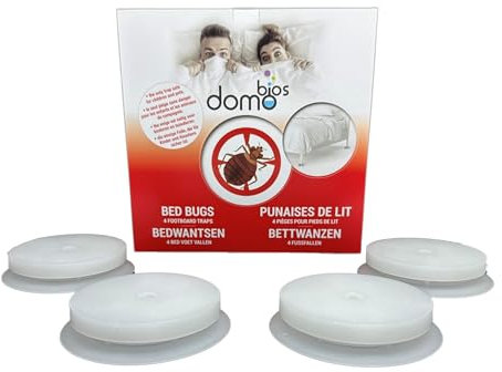 Domobios Circular Bed Bug Barrier Traps | Insect Traps and Prevention for Bed Legs | Highly Effective & Chemical Free | Eco-Friendly Protection with Replaceable Sticky Pads (4 Circular Traps)