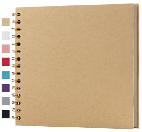 Potricher Fotoalbum zum Selbermachen, Sammelalbum, Hardcover, Kraftpapier, Scrapbook, Fotoalben, Erinnerungsbuch für Hochzeit und Jahrestag, Familie, 20,3 x 20,3 cm, 40 Seiten, Gelb