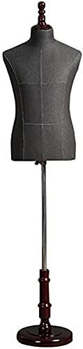 Schaufensterpuppen-Torso für Herren, aus Stoff, verstellbar, zum Nähen, Schaufensterpuppen-Körper, Torso mit Holzsockel, Büste, Schneiderpuppe für Schaufenster, Bekleidungsgeschäft (dunkle Farbe