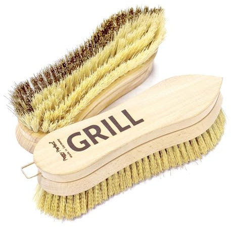 Grillbürste Premium aus Buchenholz/Messing- & Fiberborsten - Zweizonen/Spitz
