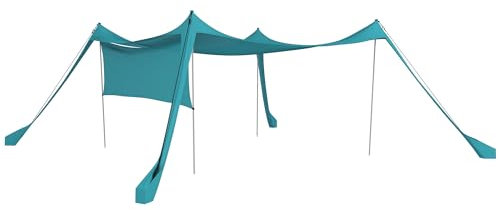 Outsunny Beach Tent, Sunshade Event Shelter with Detachable Sidewall, Reinforced Corners, Stability Poles and Carry Bag, for Camping, Trips, Fishing, Picnics, 3 x 3 m, Sky Blue