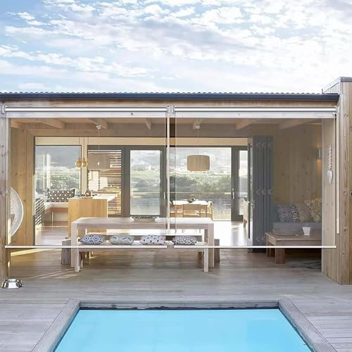 MAYFABD Transparentes Wasserdichtes Rollo Transparent Wasserdichtes Roll Up Rollo Outdoor Balkon Terrassen Tür Durchsichtige Rollos PVC Kunststoff-Regenschutz Fenster Rollos,100 * 180cm