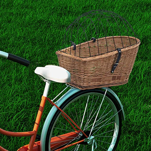 Gecheer Fahrrad-Gepäckträgerkorb mit Abdeckung,Fahrradkorb im Vintage-Stil mit rustikalem Charme,Korb Haustiere 55 x 31 x 36 cm Robuster Verriegelungsmechanismus,Maximales Ladegewicht: 7 kg