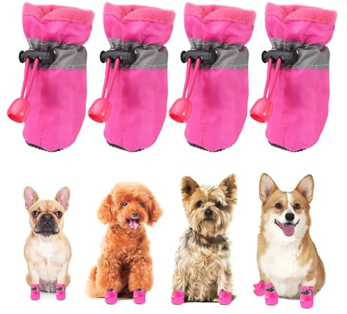 Hundeschuhe für kleine Hunde, rutschfeste Hundeschuhe und Pfotenschutz, Schneestiefel für kleine und mittelgroße Hunde (XXS)