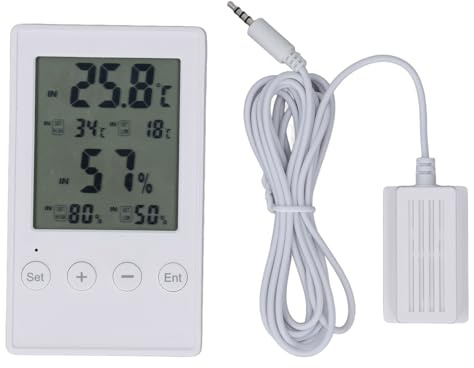 RockVOQRN - Monitor de temperatura y humedad, higrómetro digital multifuncional, termómetro con sonda, uso doméstico