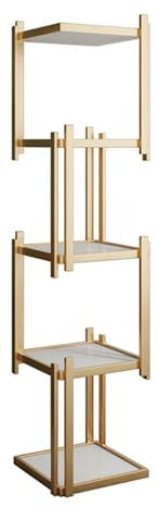 ZFUCMAYL Creative Bookshelf,Geometric Bookcase with Open Cubes,Etagere Bookcase Furniture,Freestanding Storage Rack for Living Room Study Home Office(Gold,4 tier)