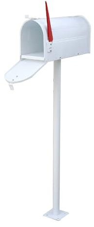 LMXRYPD Boite aux Lettres Extérieures Etanches à la Pluie sans Serrure, Boite au Lettre sur Poteau avec Drapeau Logo, Base Fixe, Accessoires de Photographie, Ornements de Décoration(White)
