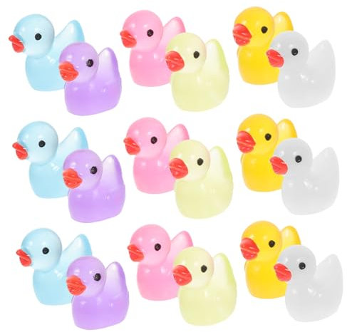 IWOWHERO 60stücke Mini Harz Ente Dekorationen Glow in The Dark Simulation Figuren Mikro Landschaftsornamente Kleine Entenstatuen Für Innen Und Außen