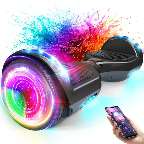 Hoverboard med hjul och 6,5-tums LED-strålkastare, Bluetooth, present för barn