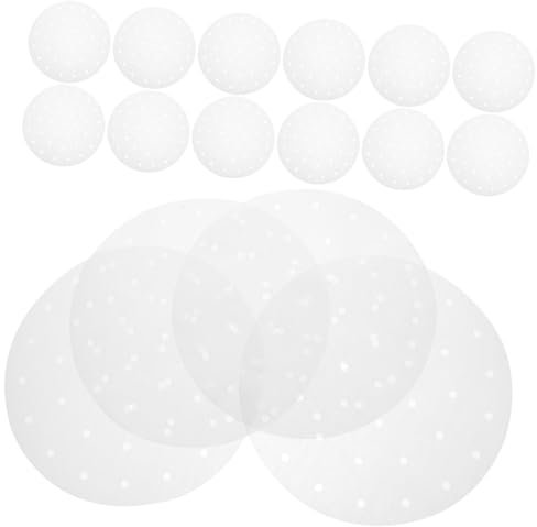 Amosfun 100pcs Bamboo Steamer Liner 10 Inches Round Non Stick Air Fryer Mat Steaming Paper Liner for Baking Cookies Pastries Bread Dumplings and Air Fryers