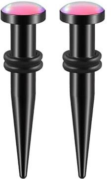 Homxi 2er Set Ohr Tunnel Flash 6mm,Edelstahl Flesh Tunnel Plug Ohrring Modern Plug 2G mit Kegel Ohrring Tunnel Set Rosa