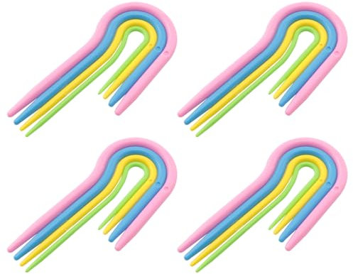 Pro Bamboo Kitchen 4 Sets Cable Needles for Knitting Plastic U Twist Needles 3.93 inch x 1.96 inch Hand Sewing Needles Curved Needles Crochet Needle Holder for Knitting Hats Sweaters DIY Scarves