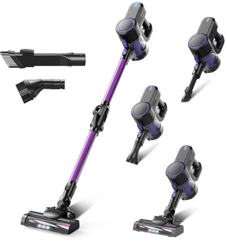 GYWZTJ Aspirapolvere Senza Fili Potente, Scopa Elettrica Senza Fili, Tecnologia Antigroviglio, con Serbatoio dell'acqua e due Tipi di Spazzole per la Rimozione Degli Acari Della Polvere (Viola Scuro)
