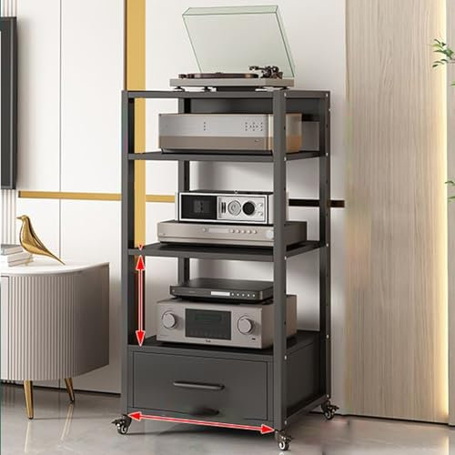 Generico Supporto per Giradischi con Supporto per Supporti Audio a 4 Livelli, Supporto per Supporti multimediali Portatili, Supporto per Rack Audio Stereo, Torre per Collezioni di Film e Videogiochi