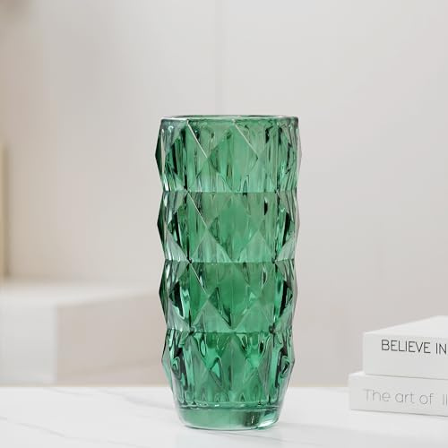 Blumenvase für Dekoration, Glas, Grün, 27,9 cm hoch