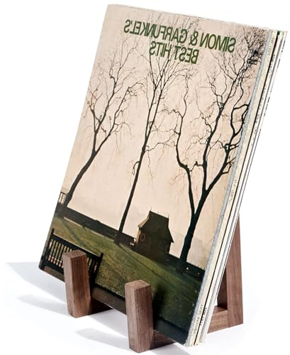 EGMEHOAD Vinyl-Schallplatten-Aufbewahrungshalter, Spaten, Holz, modernes Album-Display, massives Spatenholz, Schallplattenhalter und Display, hält bis zu 10–15 LPs
