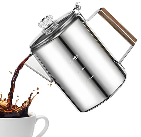 Uonguon Perkolator Kaffee, Camping-Kaffeekanne, kompaktes Vintage-Design, einfaches Ausgießen, tragbare Brühmaschine, für Camping, Versammlungen im Freien, 17 x 12 x 19 cm
