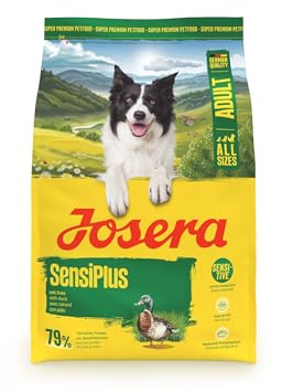 JOSERA Adult SensiPlus anka & ris (1 x 3 kg) | Premium torrfoder för vuxna känsliga hundar | med massor av biotin för frisk hud och päls | mycket smältbar | glutenfri | 1-pack