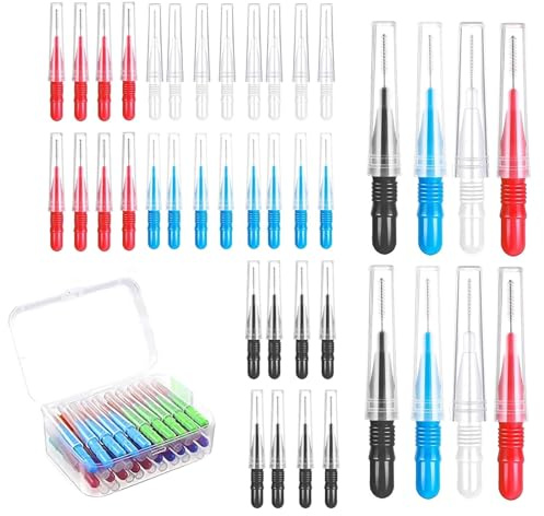 100 Stück Interdentalbürste, Zahnzwischenraumbürsten 4 Farbes, Interdentalreiniger Wiederverwendbar,Zahnbürste Zwischenräume zur Reinigung Schmaler Interdentalzähne