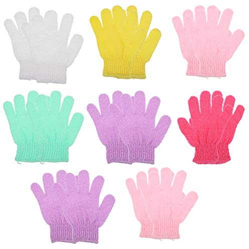 CALLARON 16piezas Guantes Exfoliantes de Baño para Eliminación de Piel Muerta Toallas de Lavado Tipo Guante para Ducha y Limpieza Corporal