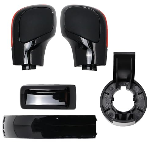YananAC Autoteile Schaltknauf Schaltseite Abdeckung mit Schwarz Chrom Teile für VW Golf 6 7 R GTI Passat B7 B8 CC R20 Jta MK6 GLI