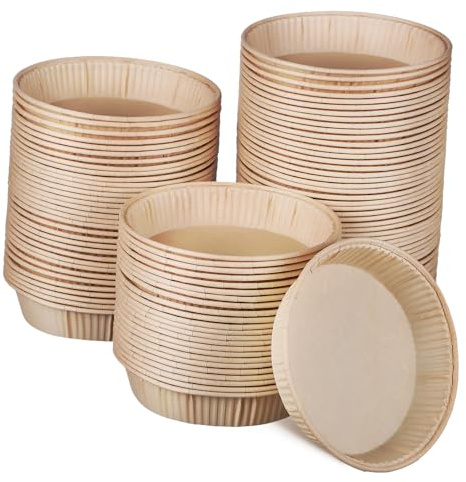 CIYODO 100 Piezas Mini Moldes para Tartas Redondas Resistentes al Horno y Microondas Antiadherentes y Desechables para Hornear Muffins y Postres Individuales