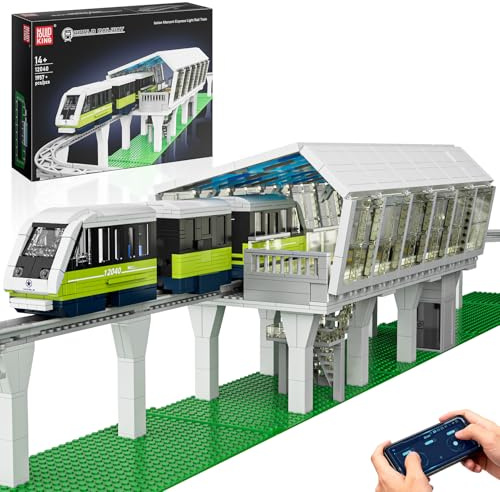 Mould King 12040 Technik Ferngesteuerter Zug Bausteine mit Bahnhof Bausatz Klemmbausteine Elektrische Locomotive Geschenk für Erwachsene(1957 Teile)