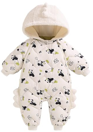 JiAmy Babyoverall, baby, pojkar, flickor, vinter, overall, sparkdräkt, nyfödd snöoverall för 6–24 månader, Vit, 18–24 Monate