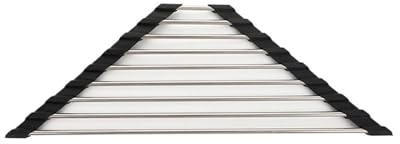 Escurridor triangular plegable de acero inoxidable enrollable, organizador de cocina para esponjas y trapos (negro, A)