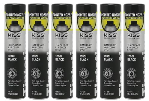 Tintation Temporary Hair Color Spray, Black, 2.82 oz (Pack of 6)