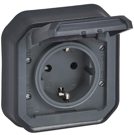 Legrand - Prise 16A avec contact latéral de terre - Plexo - Étanche IP55 - Montage encastré - Anthracite - 069859LE